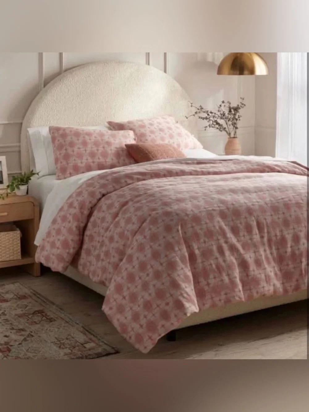 Full/Queen Yarn Dye Ilat Duvet Cover and Sham set Ivory/Mauve 100% Cotton